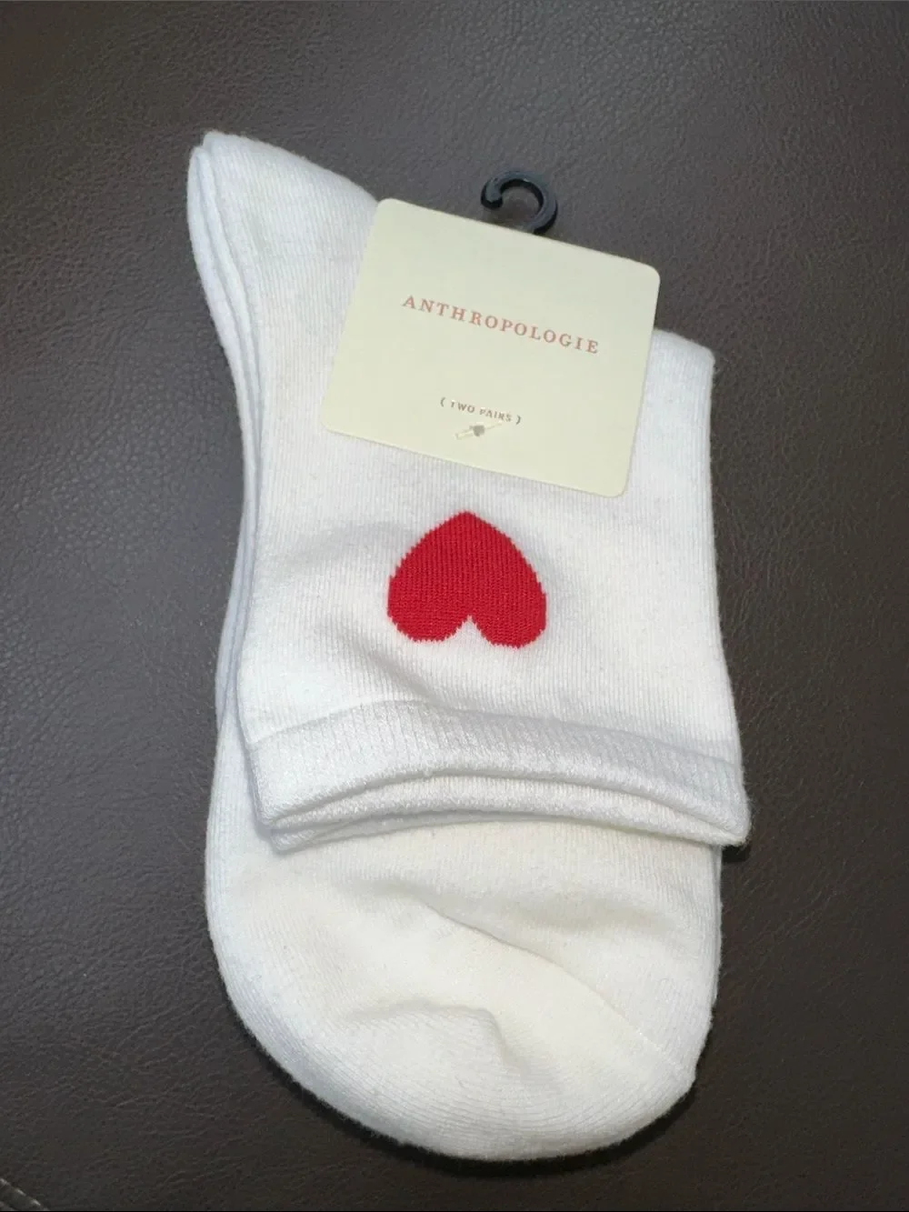 Anthropologie Ivory Red Heart Black Star Knit Icon Cotton Blend Trouser Socks